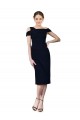 Sleeveless Off the Shoulder Stretch Crepe Dark Navy Cocktail Length Formal Evening Gown / Prom Dress / Bridesmaid Dress Cardiff