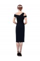 Sleeveless Off the Shoulder Stretch Crepe Dark Navy Cocktail Length Formal Evening Gown / Prom Dress / Bridesmaid Dress Cardiff