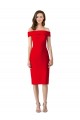 Sleeveless Off the Shoulder Stretch Crepe Red Cocktail Length Formal Evening Gown / Prom Dress / Bridesmaid Dress Cardiff