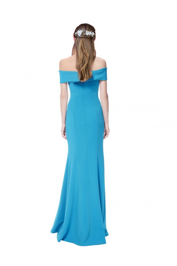 Sleeveless Off the Shoulder Stretch Crepe Peacock Blue Long Formal Dress / Bridesmaid Dress Cardiff
