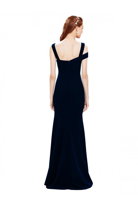 Sleeveless Off the Shoulder Stretch Crepe Dark Navy Long Formal Evening Gown / Prom Dress / Bridesmaid Dress Cardiff