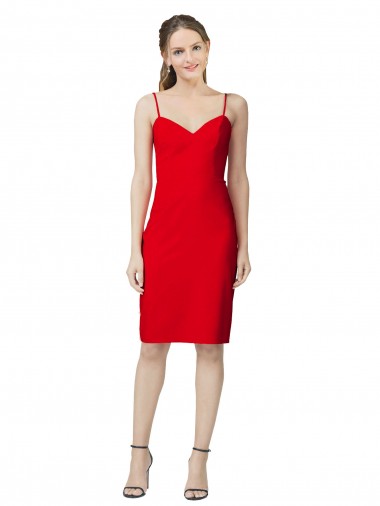 Sleeveless Sweetheart Stretch Crepe Red Cocktail Length Formal Evening Gown / Prom Dress / Bridesmaid Dress Cardiff