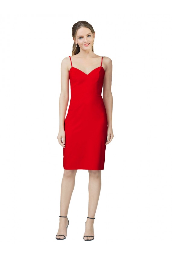 Sleeveless Sweetheart Stretch Crepe Red Cocktail Length Formal Evening Gown / Prom Dress / Bridesmaid Dress Cardiff
