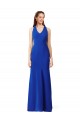 Sleeveless V-Neck Stretch Crepe Royal Blue Long Formal Evening Gown / Prom Dress / Bridesmaid Dress Cardiff