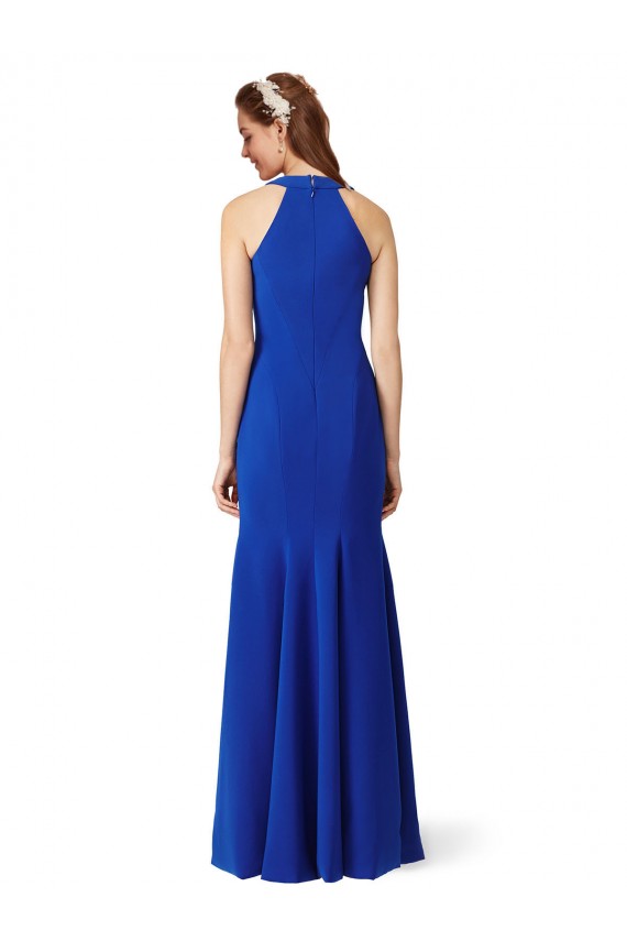 Sleeveless V-Neck Stretch Crepe Royal Blue Long Formal Evening Gown / Prom Dress / Bridesmaid Dress Cardiff