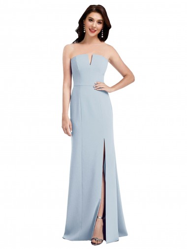 Sleeveless Strapless Stretch Crepe Light Sky Blue Long Bridesmaid Dress / Evening Dress Cardiff