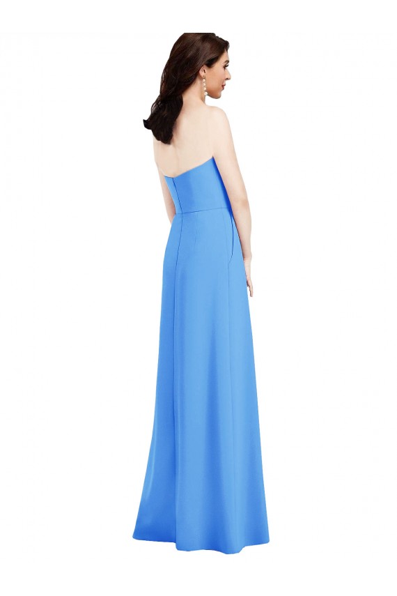 Sleeveless Strapless Stretch Crepe Peacock Blue Long Semi Formal Evening Dress / Prom Dress / Bridesmaid Dress Cardiff
