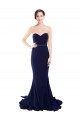 Sleeveless Strapless Stretch Crepe Dark Navy Mermaid Sweep Train Semi Formal Evening Dress / Prom Dress / Bridesmaid Dress Cardiff