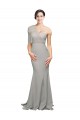 Sleeveless Sweetheart Stretch Crepe & Tulle Oyster Silver Sweep Train Formal Evening Gown / Prom Dress / Bridesmaid Dress Cardiff