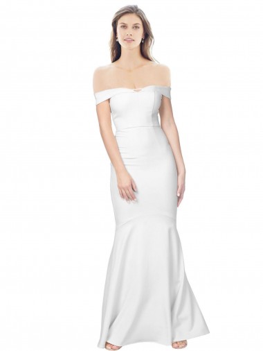 Sleeveless Off the Shoulder Stretch Crepe Ivory Long Formal Dress / Bridesmaid Dress Cardiff