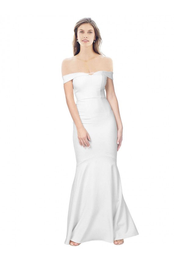 Sleeveless Off the Shoulder Stretch Crepe Ivory Long Formal Dress / Bridesmaid Dress Cardiff