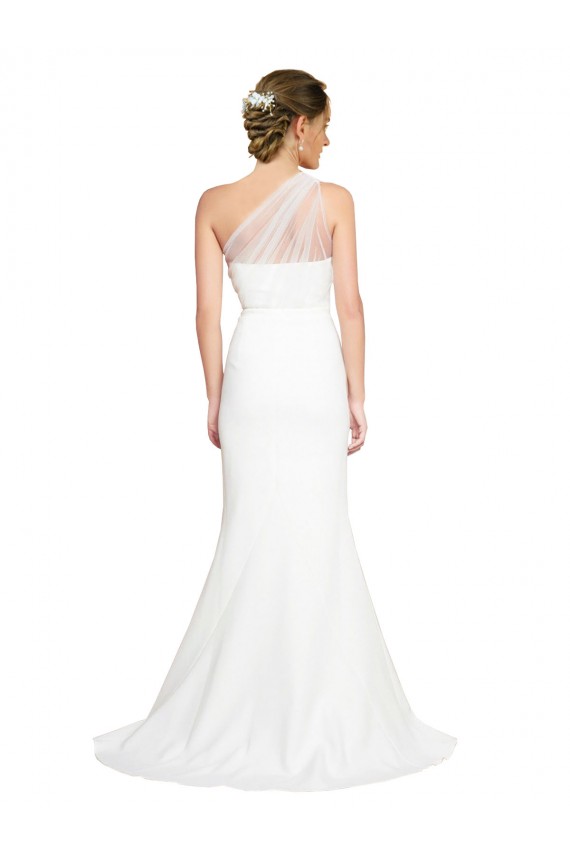 Sleeveless One Shoulder Stretch Crepe & Tulle Ivory Sweep Train Formal Evening Gown / Bridesmaid Dress Cardiff