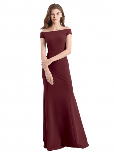 Sleeveless High Neck Stretch Crepe Burgundy Gold Long Prom Dress / Bridesmaid Dress Cardiff