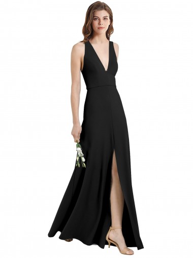 Sleeveless High Neck Stretch Crepe Black Sheath Long Formal Evening Gown / Prom Dress / Bridesmaid Dress Cardiff