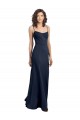 Sleeveless Scoop Neck Stretch Crepe Dark Navy Long Formal Dress / Bridesmaid Dress Cardiff