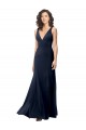 Sleeveless High Neck Stretch Crepe Dark Navy A-Line Long Formal Dress / Bridesmaid Dress Cardiff