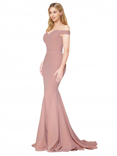 Sleeveless High Neck Stretch Crepe Dusty Pink Mermaid Sweep Train Formal Evening Gown / Prom Dress / Bridesmaid Dress Cardiff