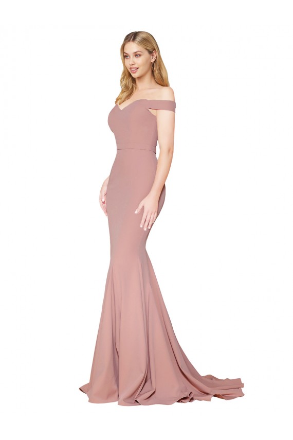 Sleeveless High Neck Stretch Crepe Dusty Pink Mermaid Sweep Train Formal Evening Gown / Prom Dress / Bridesmaid Dress Cardiff