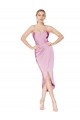 Sleeveless High Neck Stretch Crepe Orchid Knee Length High Low Evening Gown / Prom Dress / Bridesmaid Dress Cardiff