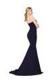 Sleeveless High Neck Stretch Crepe Dark Navy Sweep Train Formal Evening Gown / Prom Dress / Bridesmaid Dress Cardiff