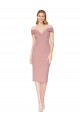 Sleeveless High Neck Stretch Crepe Dusty Pink Knee Length Black Tie Evening Gown / Prom Dress / Bridesmaid Dress Cardiff