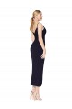 Sleeveless High Neck Stretch Crepe Dark Navy Knee Length Formal Dress / Bridesmaid Dress Cardiff