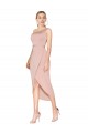 Sleeveless High Neck Stretch Crepe Mauve Knee Length Formal Dress / Bridesmaid Dress Cardiff