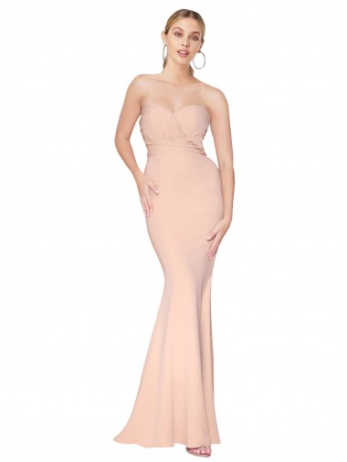 Sleeveless High Neck Stretch Crepe Nude Long Formal Dress / Bridesmaid Dress Cardiff