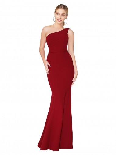 Sleeveless High Neck Stretch Crepe Burgundy Long Formal Evening Gown / Prom Dress / Bridesmaid Dress Cardiff