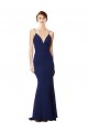 Sleeveless High Neck Stretch Crepe Navy Blue Long Formal Dress / Bridesmaid Dress Cardiff