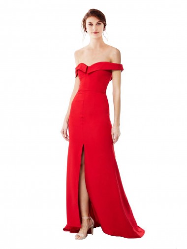 Sleeveless High Neck Stretch Crepe Red Long Bridesmaid Dress / Evening Dress Cardiff