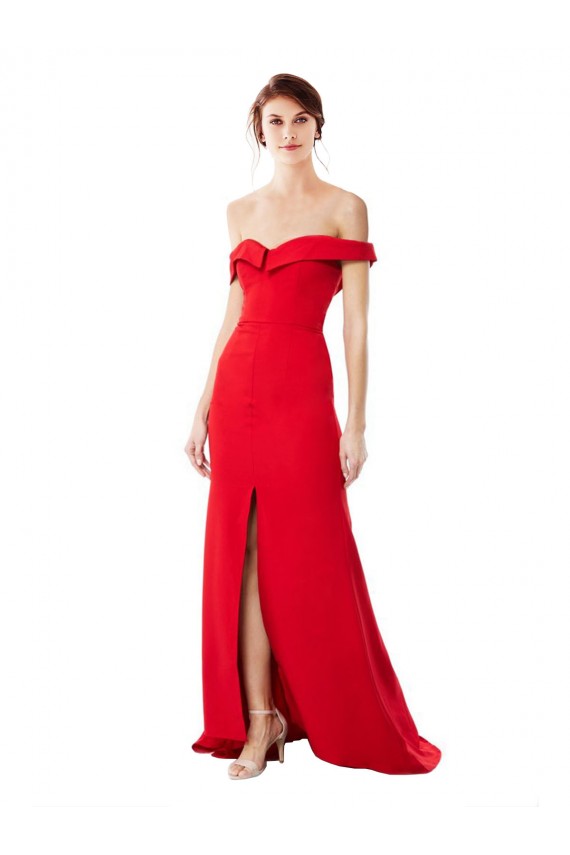 Sleeveless High Neck Stretch Crepe Red Long Bridesmaid Dress / Evening Dress Cardiff
