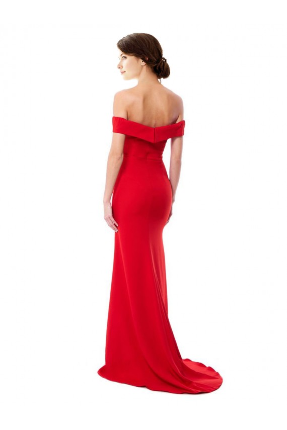 Sleeveless High Neck Stretch Crepe Red Long Bridesmaid Dress / Evening Dress Cardiff