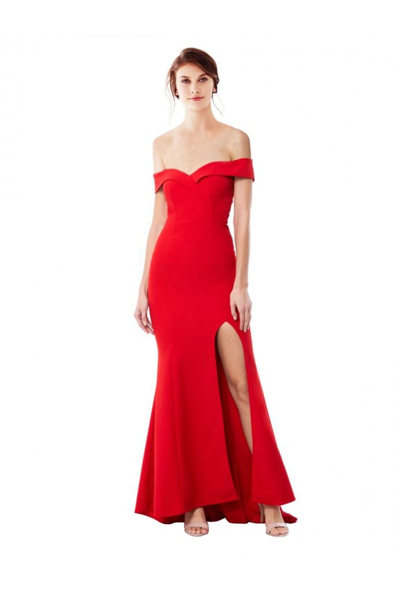 Sleeveless High Neck Stretch Crepe Red Long Formal Evening Dress / Prom Dress / Bridesmaid Dress Cardiff