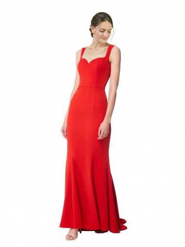 Sleeveless High Neck Stretch Crepe Red Long Formal Evening Gown / Prom Dress / Bridesmaid Dress Cardiff