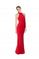 Sleeveless High Neck Stretch Crepe Red Long Prom Dress / Bridesmaid Dress Cardiff