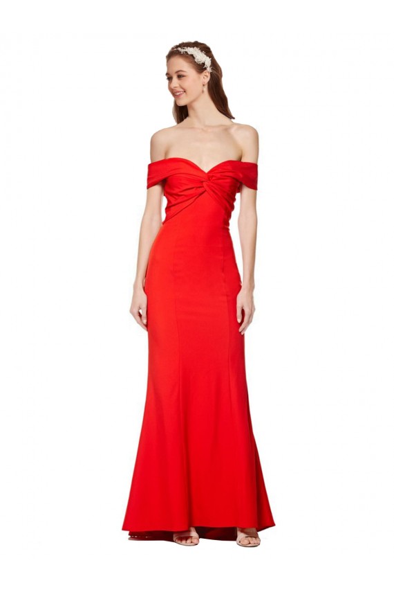 Sleeveless High Neck Stretch Crepe Red Long Bridesmaid Dress / Formal Dress Cardiff
