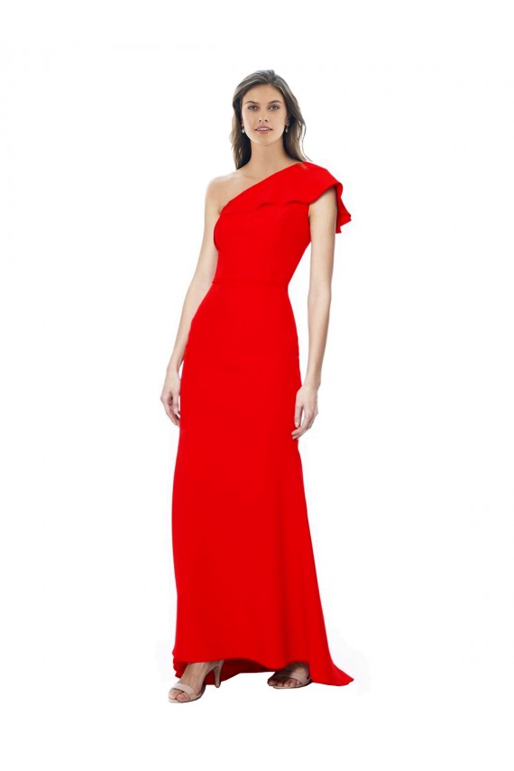Sleeveless High Neck Stretch Crepe Red Long Formal Dress / Bridesmaid Dress Cardiff