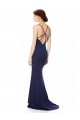 Sleeveless High Neck Stretch Crepe Navy Blue Long Formal Evening Gown / Prom Dress / Bridesmaid Dress Cardiff
