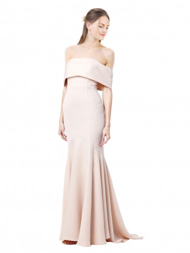 Sleeveless High Neck Stretch Crepe Nude Long Formal Evening Gown / Prom Dress / Bridesmaid Dress Cardiff