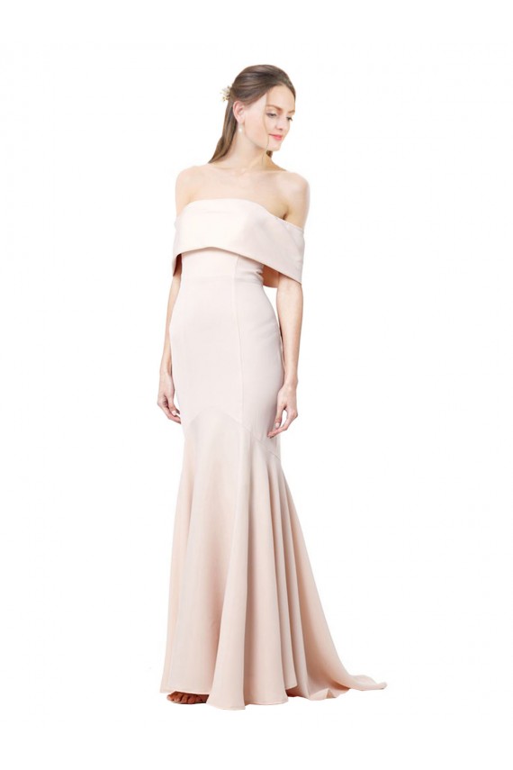 Sleeveless High Neck Stretch Crepe Nude Long Formal Evening Gown / Prom Dress / Bridesmaid Dress Cardiff