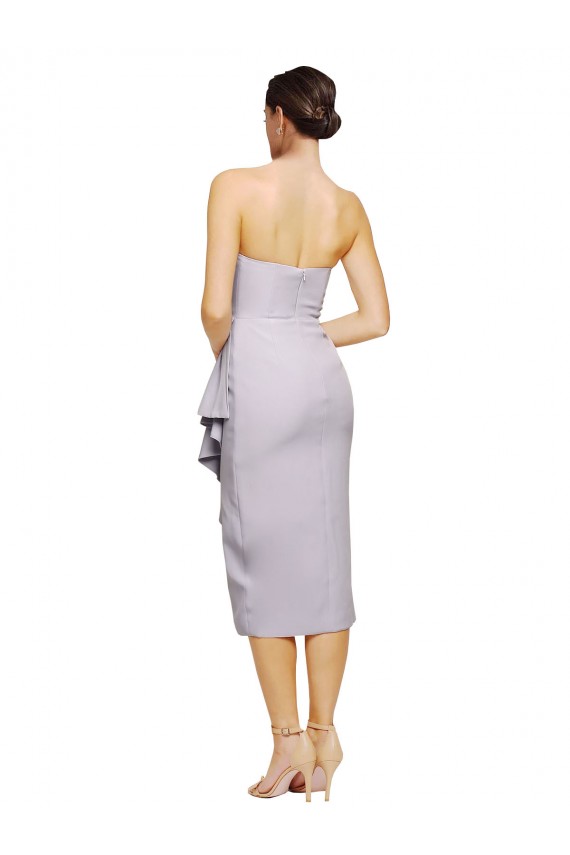 Sleeveless Strapless Stretch Crepe Arctic Lilac Cocktail Length High Low Evening Gown / Prom Dress / Bridesmaid Dress Cardiff