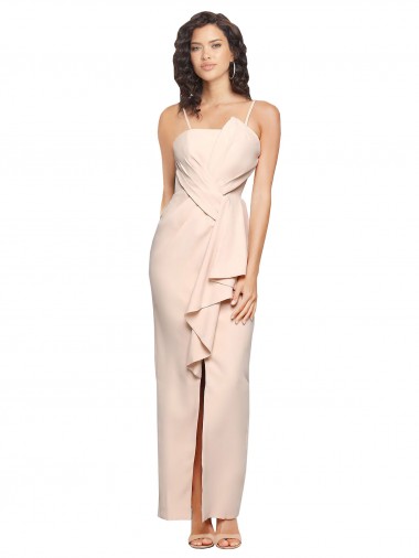 Sleeveless Strapless Stretch Crepe Nude Long Semi Formal Evening Dress / Prom Dress / Bridesmaid Dress Cardiff