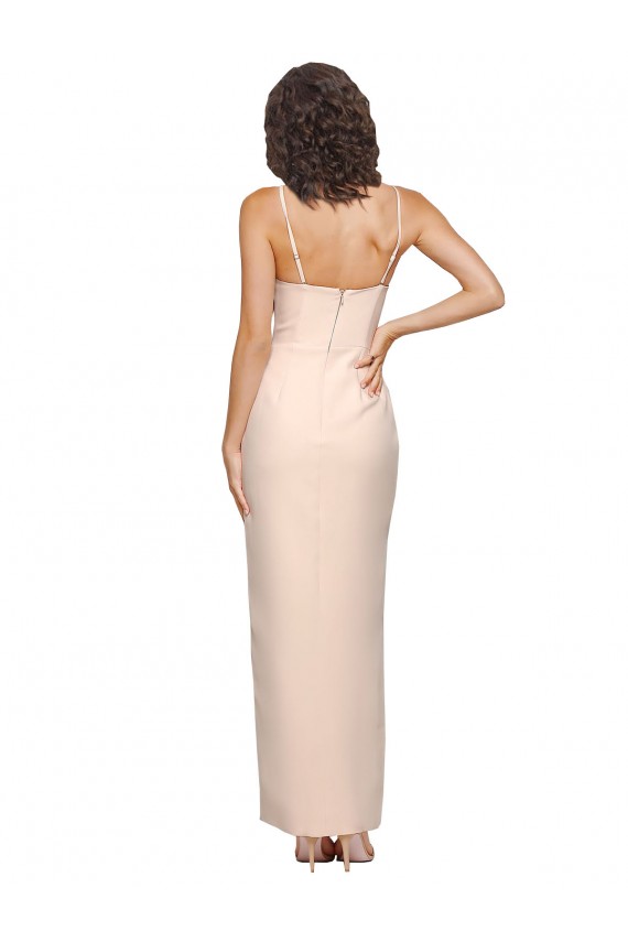 Sleeveless Strapless Stretch Crepe Nude Long Semi Formal Evening Dress / Prom Dress / Bridesmaid Dress Cardiff