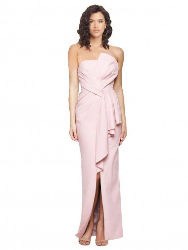 Sleeveless Strapless Stretch Crepe Pink Long Formal Dress / Bridesmaid Dress Cardiff