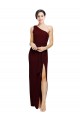 Sleeveless One Shoulder Stretch Crepe Burgundy Gold Long Black Tie Evening Gown / Prom Dress / Bridesmaid Dress Cardiff