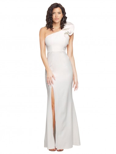 Sleeveless One Shoulder Stretch Crepe Ivory Long Formal Evening Gown / Prom Dress / Bridesmaid Dress Cardiff
