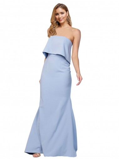 Sleeveless Strapless Stretch Crepe Light Sky Blue Long Formal Dress / Bridesmaid Dress Cardiff