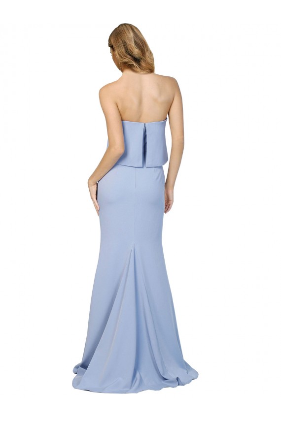 Sleeveless Strapless Stretch Crepe Light Sky Blue Long Formal Dress / Bridesmaid Dress Cardiff