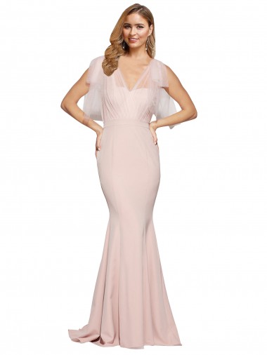 Sleeveless Sweetheart Stretch Crepe & Tulle Mauve Long Formal Dress / Bridesmaid Dress Cardiff